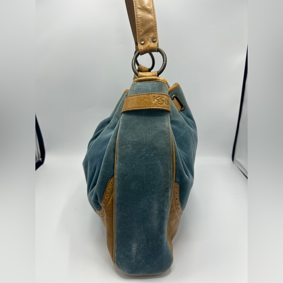 Kooba Blue Velvet Leather Trim Hobo-style shoulder bag - Picture 3 of 14